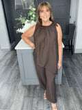 Carly asymmetric Co-ord/chocolate