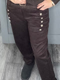 Chocolate suede feel trouser with belt