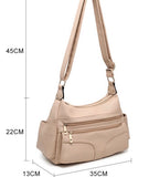 Soft double zip shoulder crossbody bag-Black