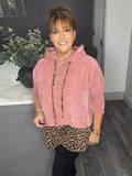 Lora leopard velour hoody-Pink