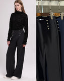 Silver stud scuba leggings-Black
