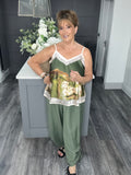 Tuscany satin vest-Khaki