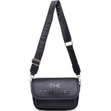Tote flap over crossbody/shoulder bag-Black