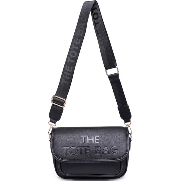 Tote flap over crossbody/shoulder bag-Black