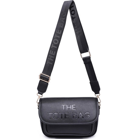 Tote flap over crossbody/shoulder bag-Black