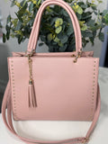 Medium studded Tote bag with tassel-Pink