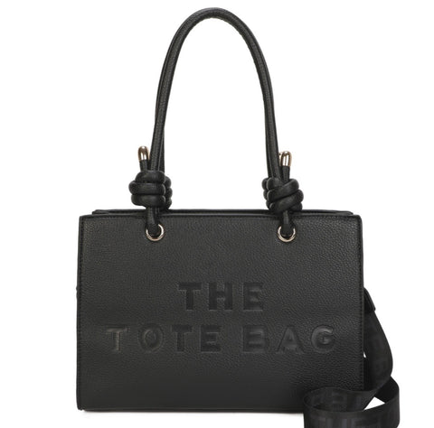 Knotted handle Tote bag-Black