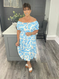 Abstract print midi magic dress-Blue