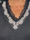 Black lace longline jumper
