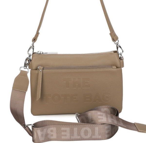 Beige multi compartment Tote crossbody bag