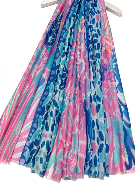 Abstract leopard print scarf-Turkquoise