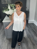 Italian lace peplum vest top-White