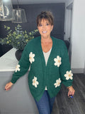 Daisy chunky knit cardigan-Emerald
