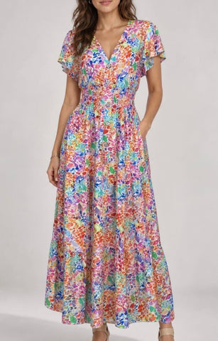 Ditsy flower tiered Maxi dress