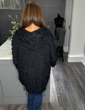 Shaggy hooded top-Black