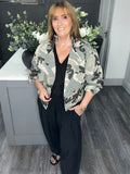 Denim camo bomber jacket-Beige