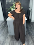 Chocolate Bardot jumpsuit
