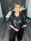 Leather look shirt-Black