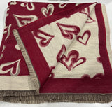 Cashmere blend reversible heart scarf-berry