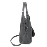 Slouchy hobo tassel bag-Grey