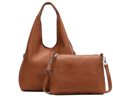 Medium slouchy Hobo Two bag set-Tan