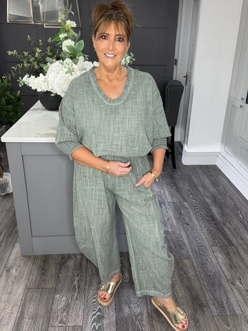 Italian textured luxury Co-ord set-khaki