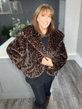 Luxe animal hooded chocolate faux fur
