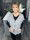 Relaxed fit slouchy knitted waistcoat-Grey