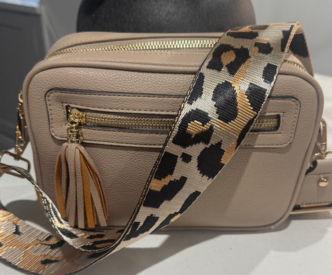 Two compartment crossbody bag-Beige