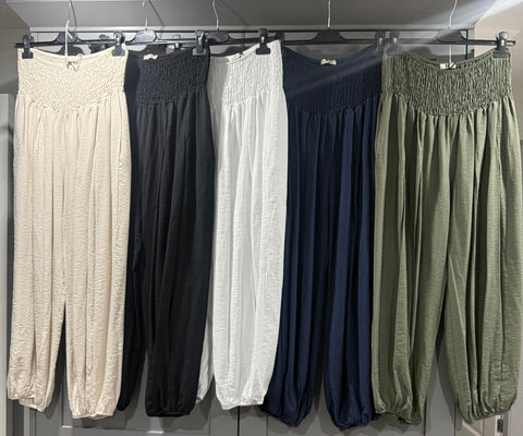 Shirred waist Genie pants