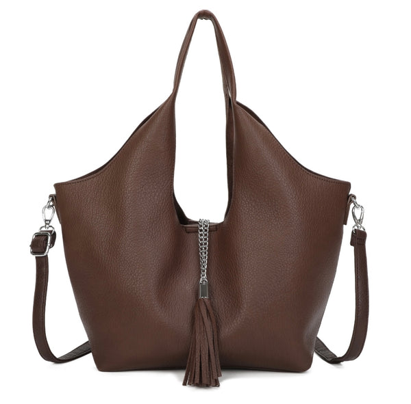 Chocolate shoulder tassel bag in bag set