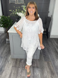 Sofia sequin and lace top-white