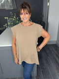 Lydia pleated sleeve top-Camel