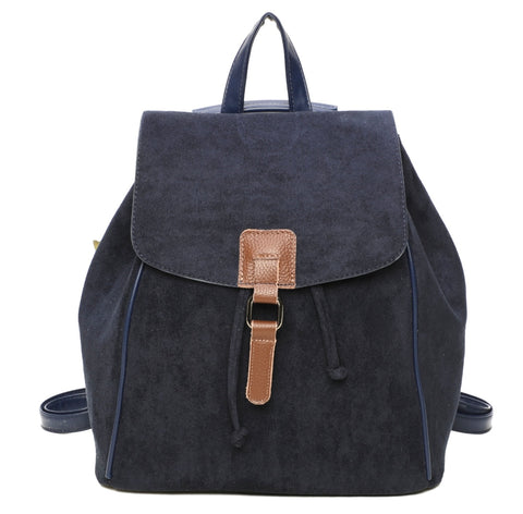 Large backpack in Lux faux suede-Navy