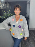 Grey knitted flower cardigan