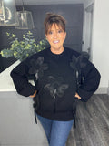 Large petal flower jumper-Black