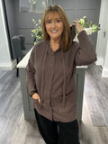 Italian. Cashmere blend hooded cardigan-Mocha