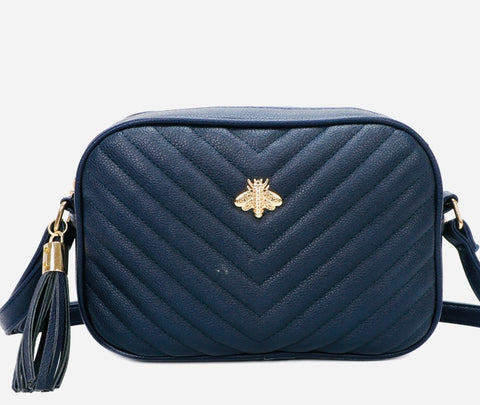 Navy quilted crossbody bag