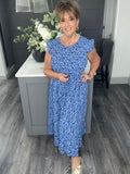 Cobalt Blue ditsy flower Maxi