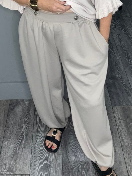 Soft touch military balloon joggers-Stone