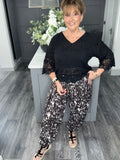 Shirred waist balloon leg leopard pants-Chocolate