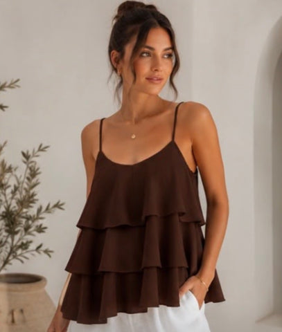 Floaty layered swing top-Chocolate
