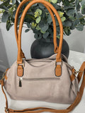 Taupe triple compartment shoulder/crossbody bag