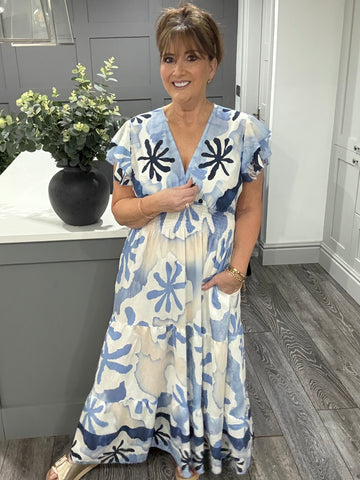 Santorini V neck maxi-Sky blue