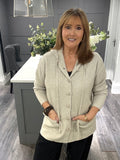 Italian cashmere blend hooded cardigan-Oatmeal