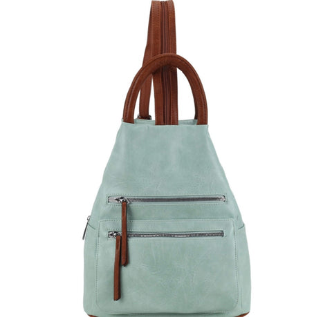 Front pocket triangular backpack-mint
