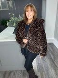 Luxe animal hooded chocolate faux fur