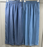 Dark wash denim chambray trousers