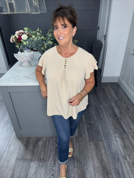 Isobel Angel sleeve top-Beige