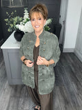 Soft velvet chenille military jacket-Khaki